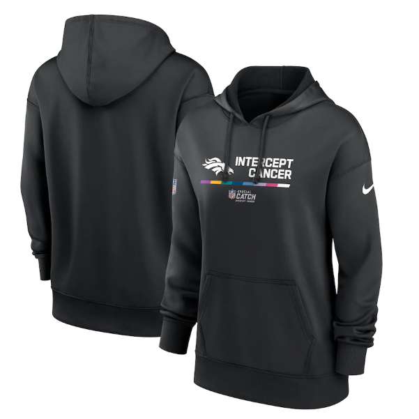 Women's Black Denver Broncos 2022 NFL Crucial Catch Therma Performance Pullover Hoodie(Run Small)